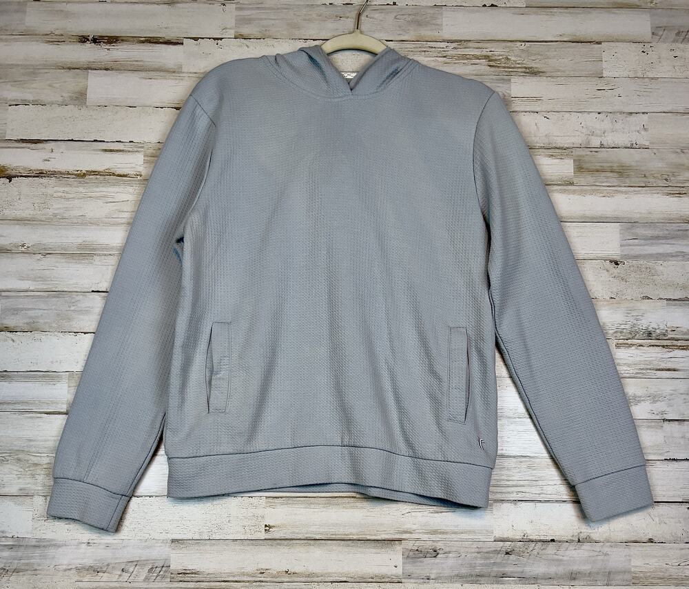 Frye & Co Womens Waffle Knit Hoodie Blue Cotton Blend Pullover See Measurements